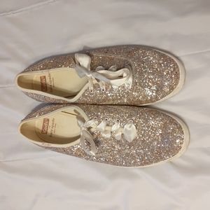 Kate Spade x Keds Rose Gold Glitter Canvas Tennis Shoes